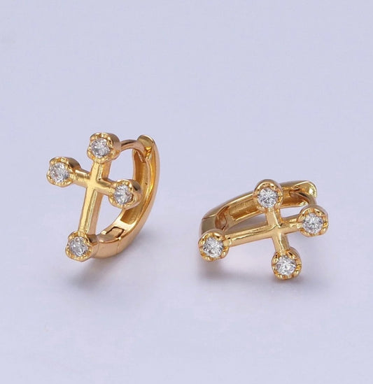 Cross Huggie Earrings