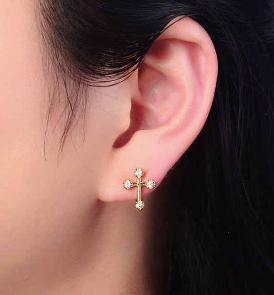 Cross Huggie Earrings