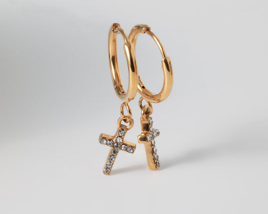 Dainty Cross Hoop Earring