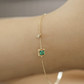 Green Emerald Square Cut Diamond Bracelet